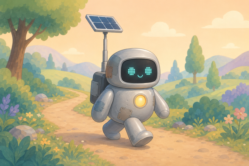 Lumi and friendly harbor robots at a high windglass lookout with curved glass panels, soft lantern light, and a view over the glowing harbor at dusk